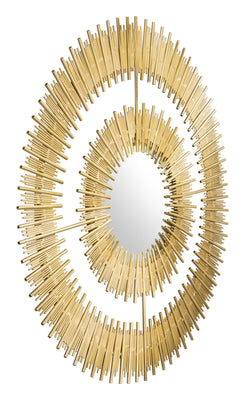Gold Vertical Pattern Round Mirror