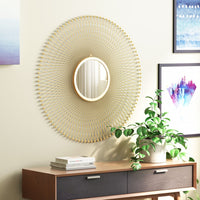 Gold Lattice Round Mirror
