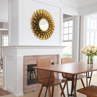 Gold Lattice Round Mirror