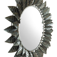 Black Leaf Round Mirror