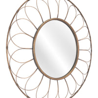 Gold Flower Framed Round Mirror