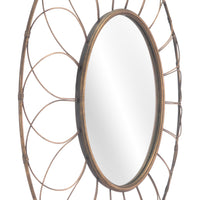 Gold Flower Framed Round Mirror