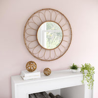 Gold Flower Framed Round Mirror