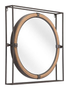 Gray Metal Nautical Round Mirror