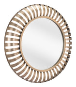 Matte Gold Striped Round Mirror