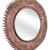 Bronze Leaf Round Mirror