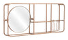 Gold Horizontal Shelf with Round Mirror