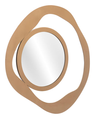 Contemporary Gold Round Mirror