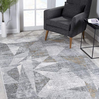 4’ x 6’ Gray Distressed Prism Modern Area Rug