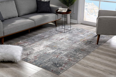 7’ x 10’ Gray and Ivory Abstract Area Rug