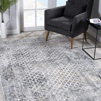 8’ x 11’ Gray and Ivory Distressed Area Rug