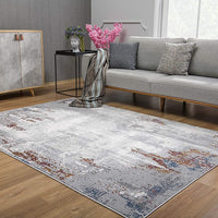 5’ x 8’ Gray and Ivory Modern Abstract Area Rug