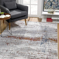 5’ x 8’ Gray and Brown Abstract Scraped Area Rug