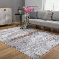 7’ x 10’ Gray and Brown Abstract Scraped Area Rug