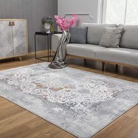 5” x 8” Gray Abstract Patterns Area Rug