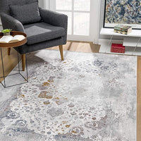 5” x 8” Gray Abstract Patterns Area Rug