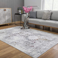 5” x 8” Gray Abstract Patterns Area Rug