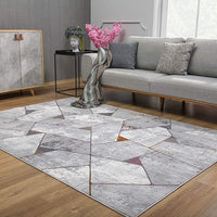 5’ x 8’ Gray Irregular Geometric Area Rug