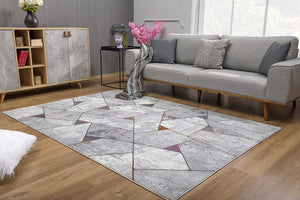 5’ x 8’ Gray Irregular Geometric Area Rug