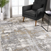 5’ x 8’ Beige and Gray Distressed Area Rug