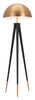 Brass and Black Tall Tripod Dome Floor Lamp