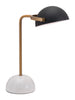 54" White Metal Bedside Table Lamp With Black Bowl Shade