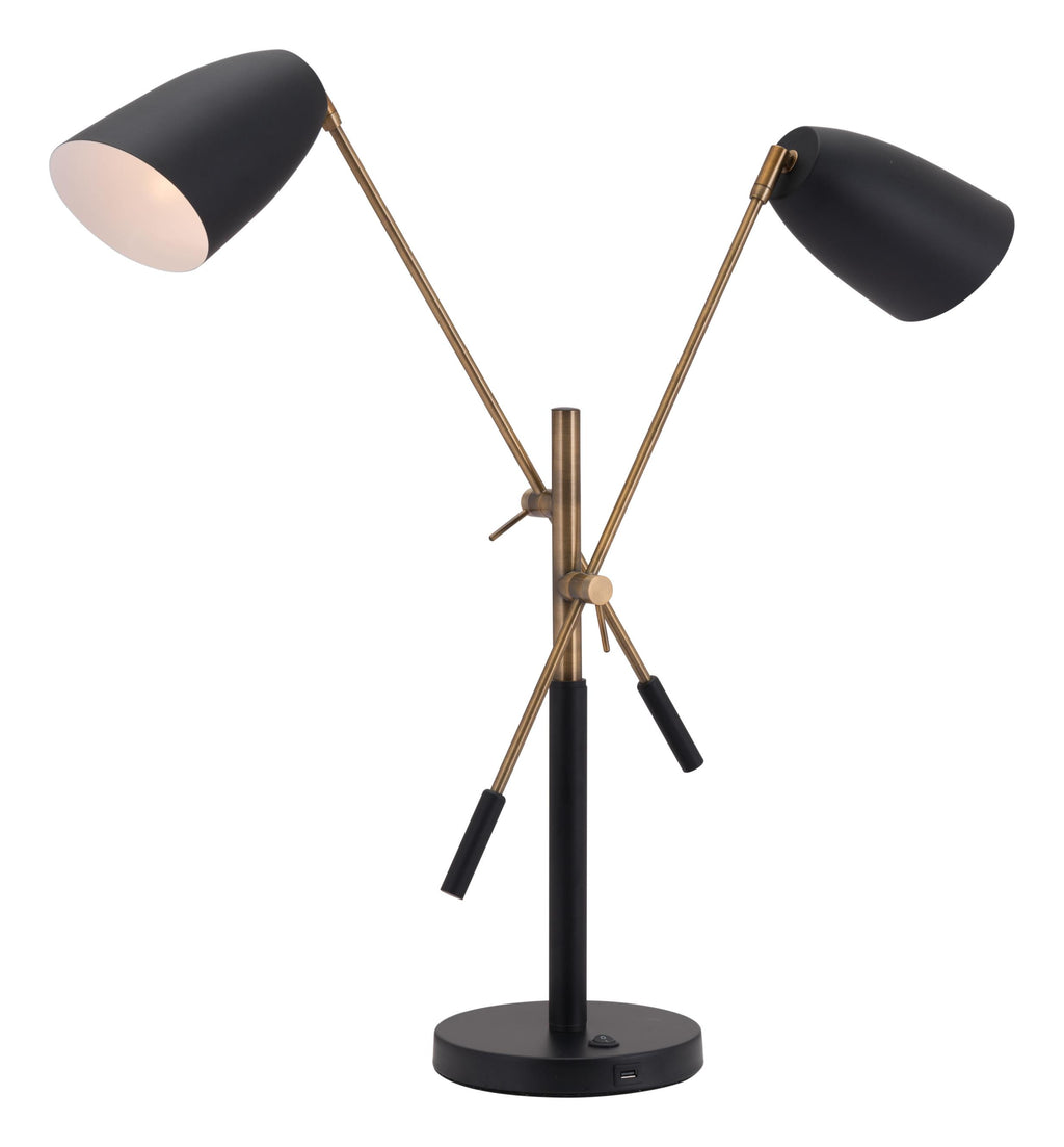 Black and Gold Adjustable Table or Desk Lamp