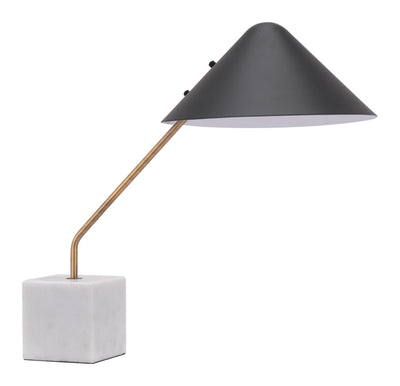 Black Gold and Marble Table or Desk Lamp