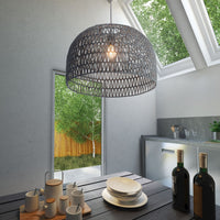 Misty Gray Woven Ceiling Lamp