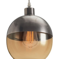 Satin Chrome and Amber Bowl Ceiling Lamp