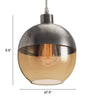 Satin Chrome and Amber Bowl Ceiling Lamp