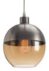 Satin Chrome and Amber Bowl Ceiling Lamp