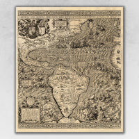 20" x 24" Vintage 1562 Map of Early Americas Wall Art