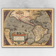 18" x 24" Vintage 1598 Map of the Americas Wall Art