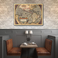 18" x 24" Vintage 1598 Map of the Americas Wall Art