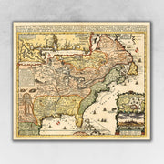 24" x 28" Vintage 1718 Map of New France
