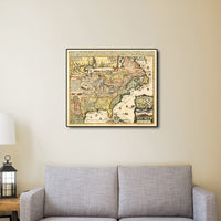 20" x 24" Vintage 1718 Map of New France