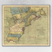 24" x 28" Vintage 1771 Map of North America Wall Art
