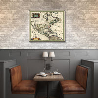20" x 24" Vintage 1652 Map of Early North America Wall Art