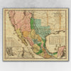 16" x 20" Vintage 1846 Map of Mexico Wall Art