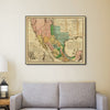 16" x 20" Vintage 1846 Map of Mexico Wall Art