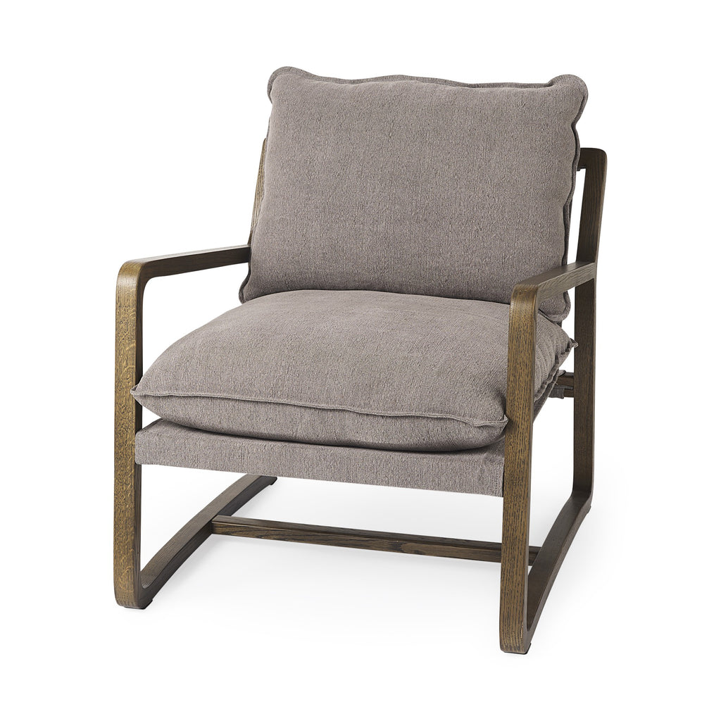 Modern Rustic Cozy Brown and Gray Accent Chair
