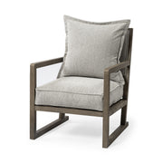 Wooden Accent Chair With Ash Gray Cushions