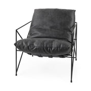Black Faux Leather Contemporary Metal Chair
