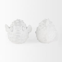 Coastal White Puffer Fish Shaped Bookends