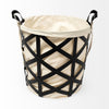 Black Woven Metal Basket with Cream Fabric Liner
