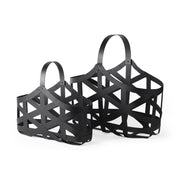Set of Two Black Geometric Metal Baskets