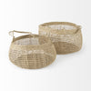 Set of Two Wicker Storage Baskets with Long Handles