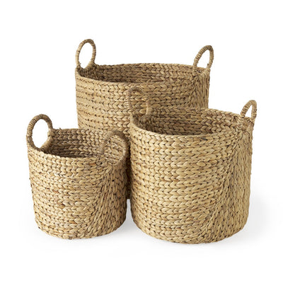 Set Of Three Braided Wicker Storage Baskets