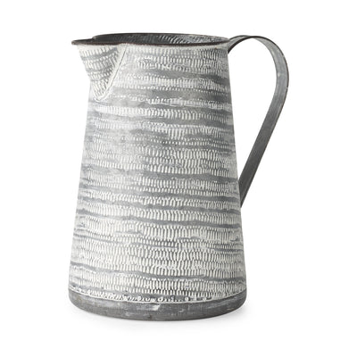 Gray And White Patterned Metal Jug